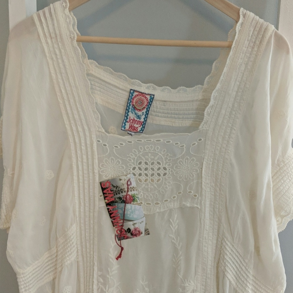 Johnny Was Ivory Embroidered Dress